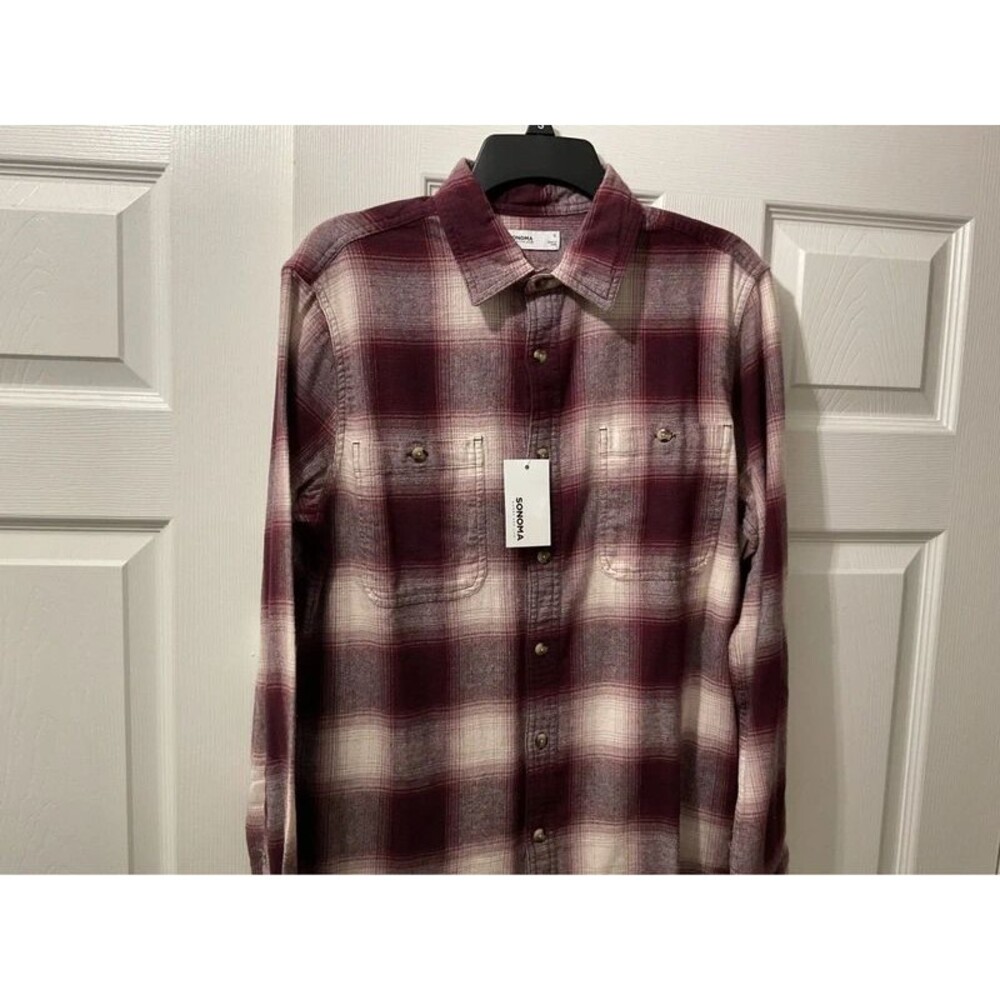 Sonoma Burgundy Plaid Flannel S | Oxblood Shacket | NWT Fall Trending